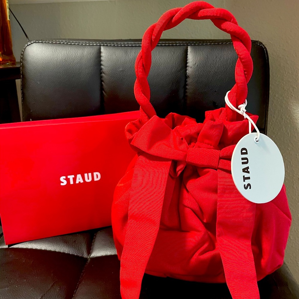 STAUD Red Grace Bow Bag
